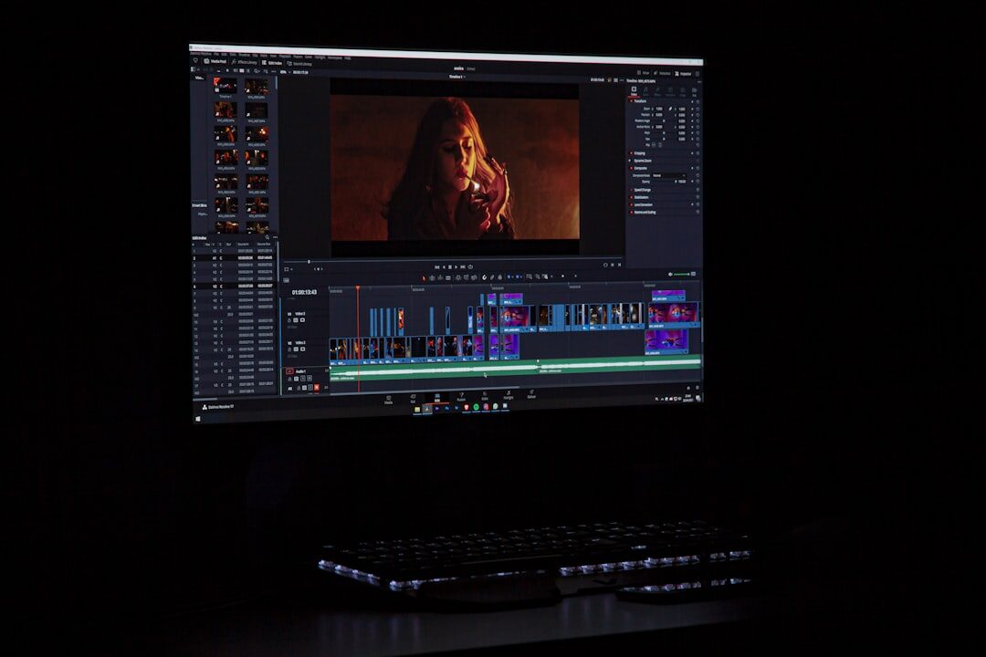 Video editing suite with monitors and timeline