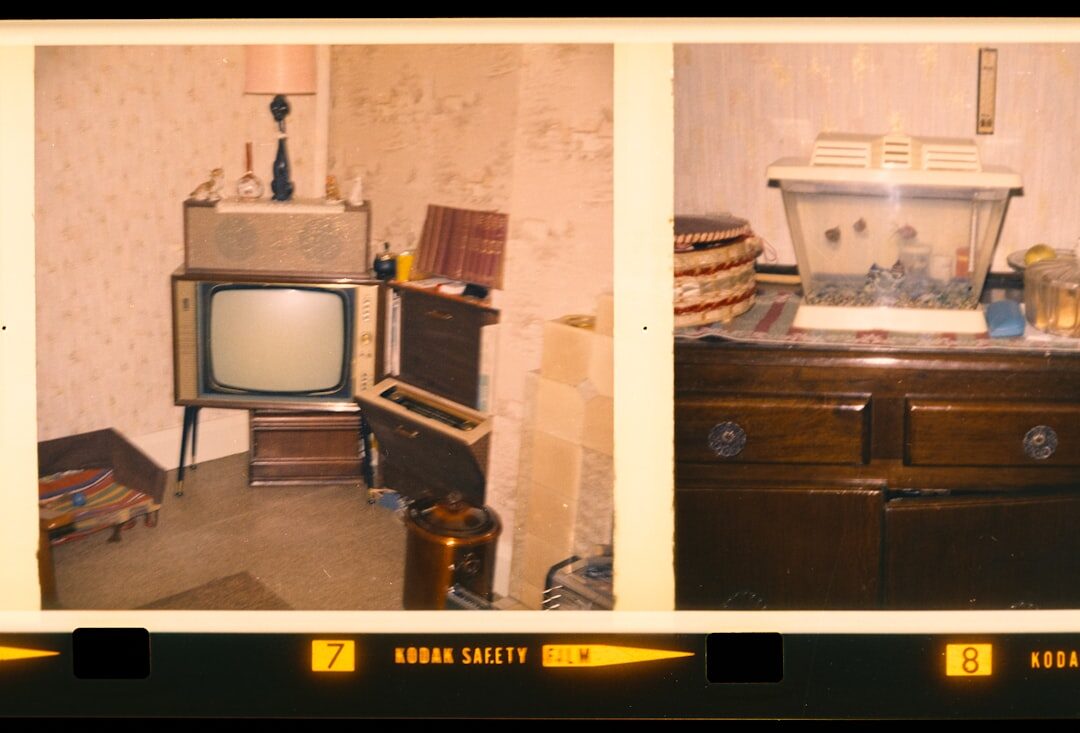 Vintage wooden television set from the 1980s