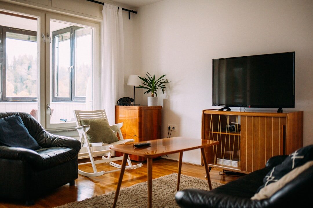 vintage television set on wooden table
